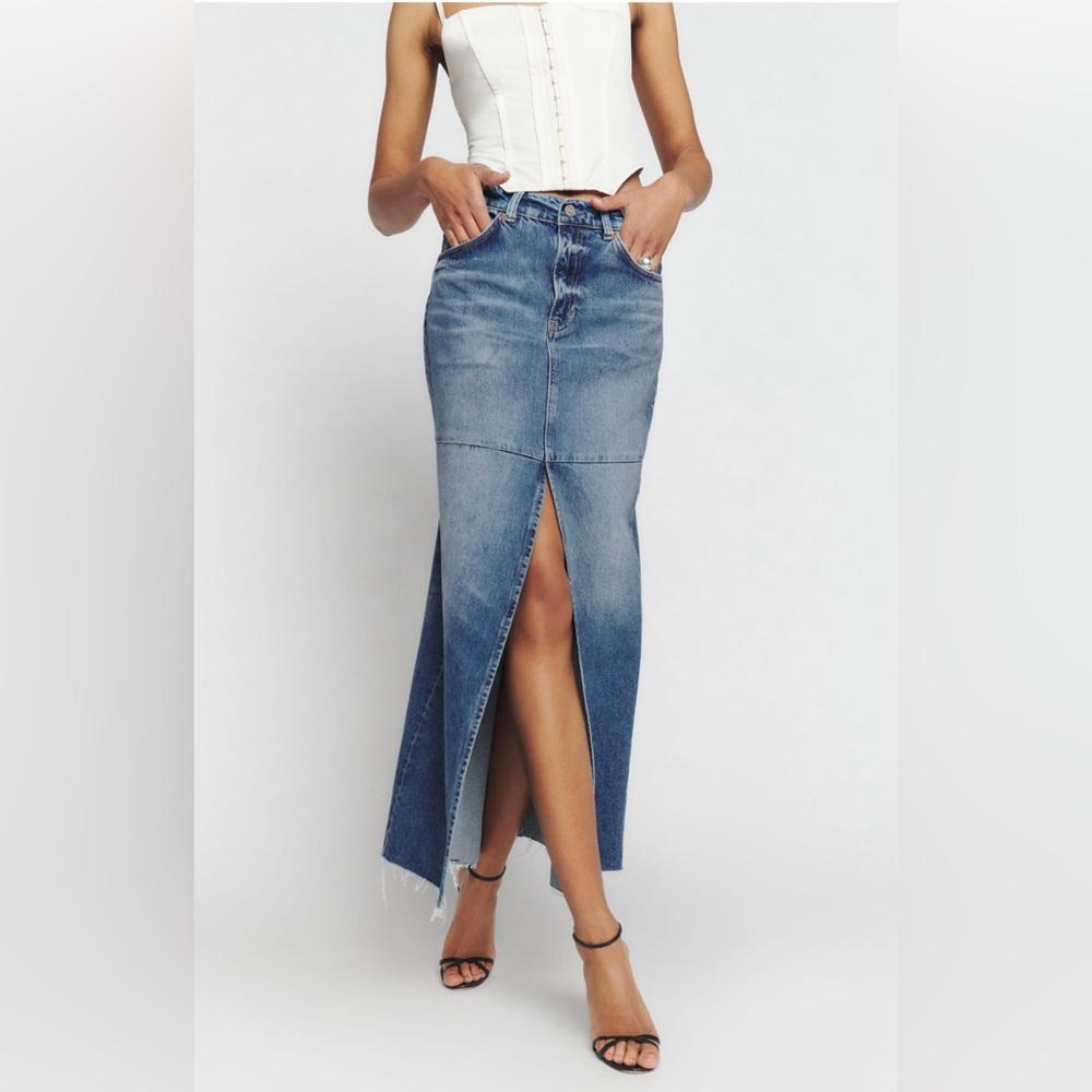 Reformation Tazz Maxi Skirt size 26 denim